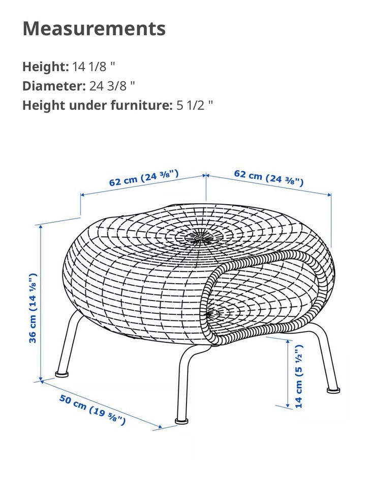 IKEA GAMLEHULT Ottoman with storage, rattan/anthracite - photo 2