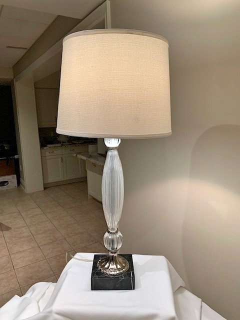 Vintage Crystal Table Lamp - Polished Chrome, Marble Base