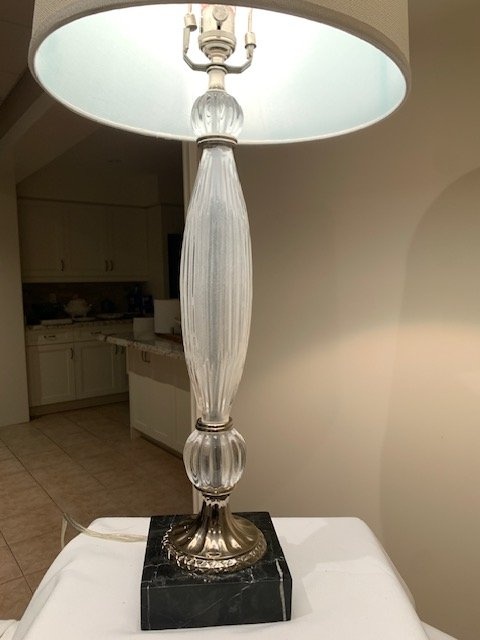Vintage Crystal Table Lamp - Polished Chrome, Marble Base - photo 4