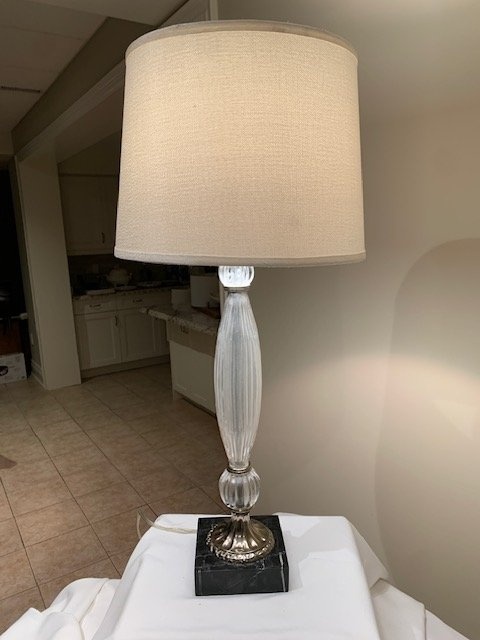 Vintage Crystal Table Lamp - Polished Chrome, Marble Base - photo 5