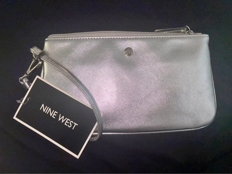 Nine West silver clutch purse thumbnail