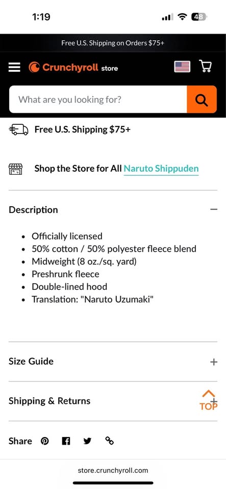 Naruto 9 Kanji Hoodie size large - photo 2