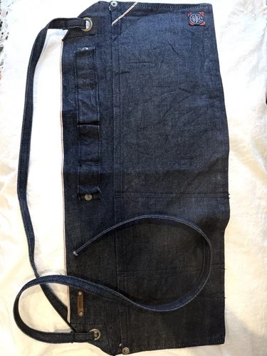 Cult Of Individuality Dark Blue Denim Mini Apron Belt With Pocke