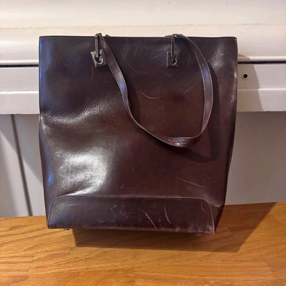 Stuart Weitzman Brown Patent Leather Bag