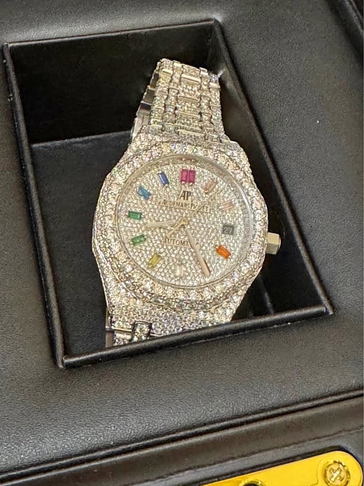 AP WOMENS MOISSANITE 36 mm watch - Passes diamond tester.