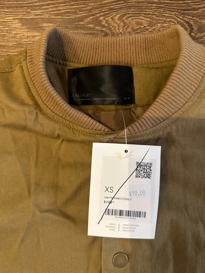 BNWT Oak+Fort Brown Bomber Jacket - Size XS - photo 2