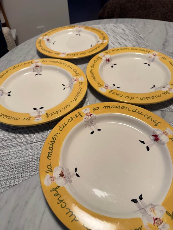 Set of 4 French Bistro Chef Dinner Plates – 11.25” - photo 3