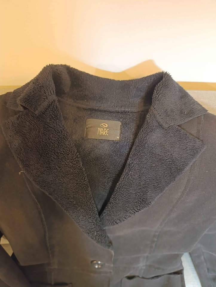 Black suede coat with sherpa lining - photo 2