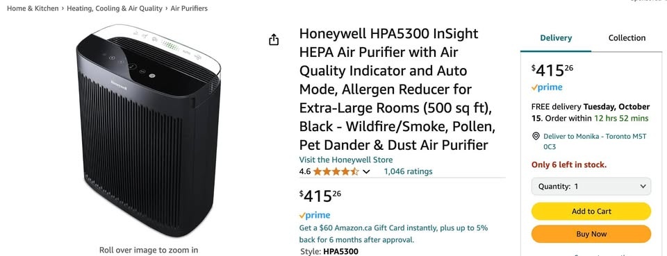 Honeywell HEPA Air Purifier with Air Quality Indicator and Aller - photo 3