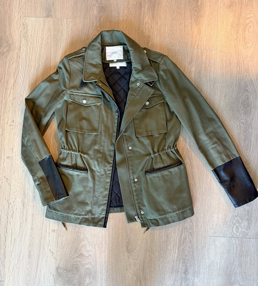 MAJE Military Style Khaki Green Jacket - Size S