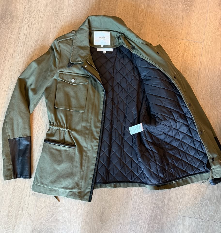 MAJE Military Style Khaki Green Jacket - Size S - photo 2