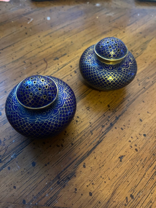 Vintage Chinese Cloisonné Salt & Pepper Shakers