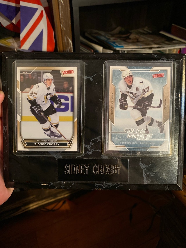 Two Sidney Crosby Cards on Wall Plaque