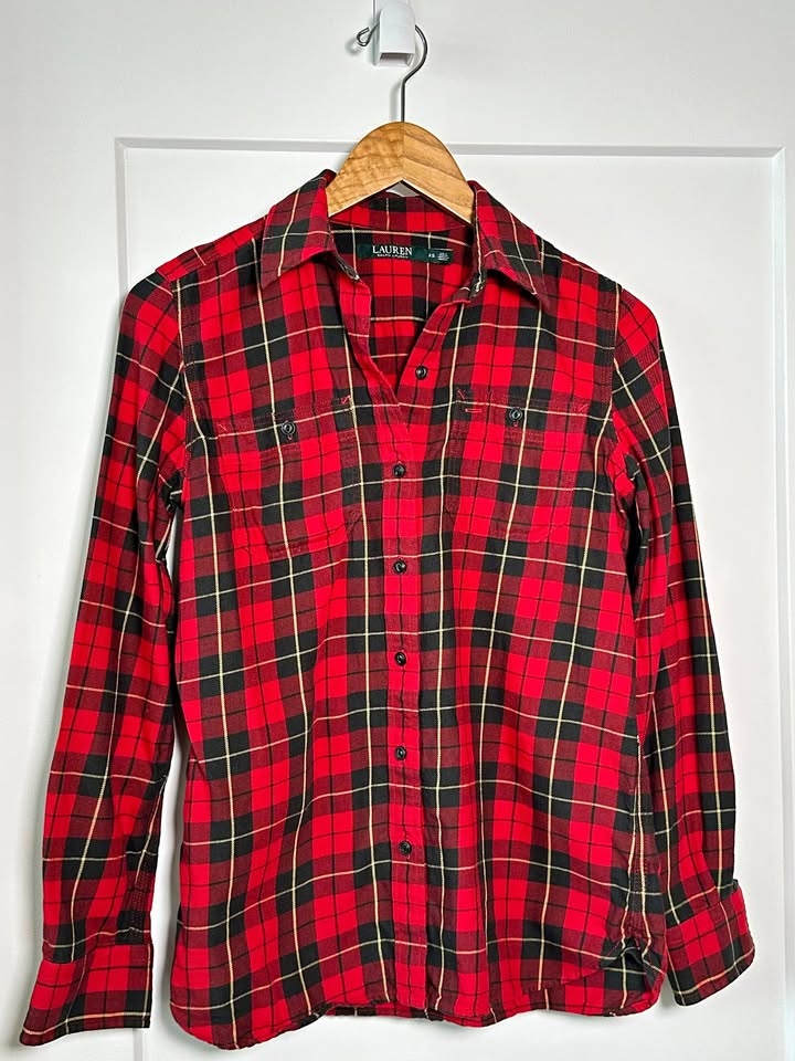 Ralph Lauren Red Button Down Plaid Shirt - Size S