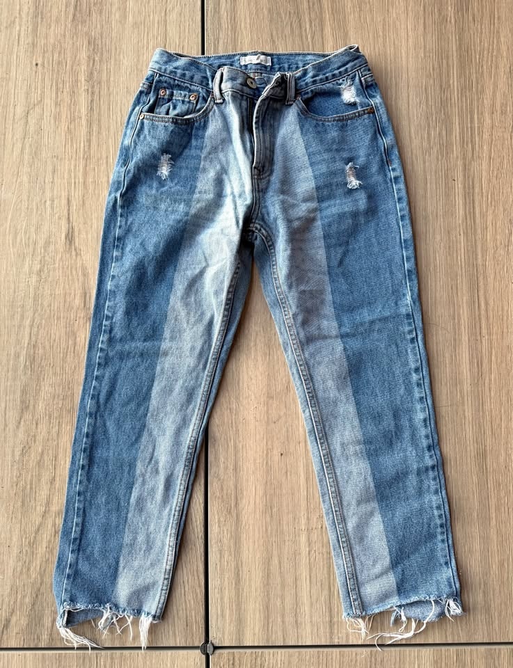 Straight Two Toned Patched Jeans - Size S