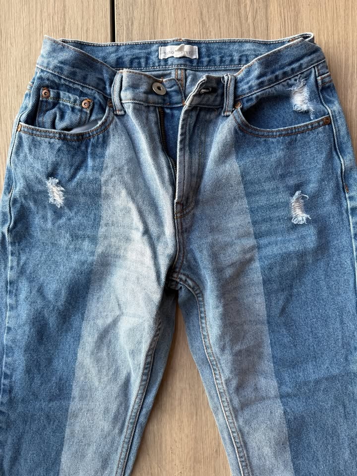 Straight Two Toned Patched Jeans - Size S - photo 2