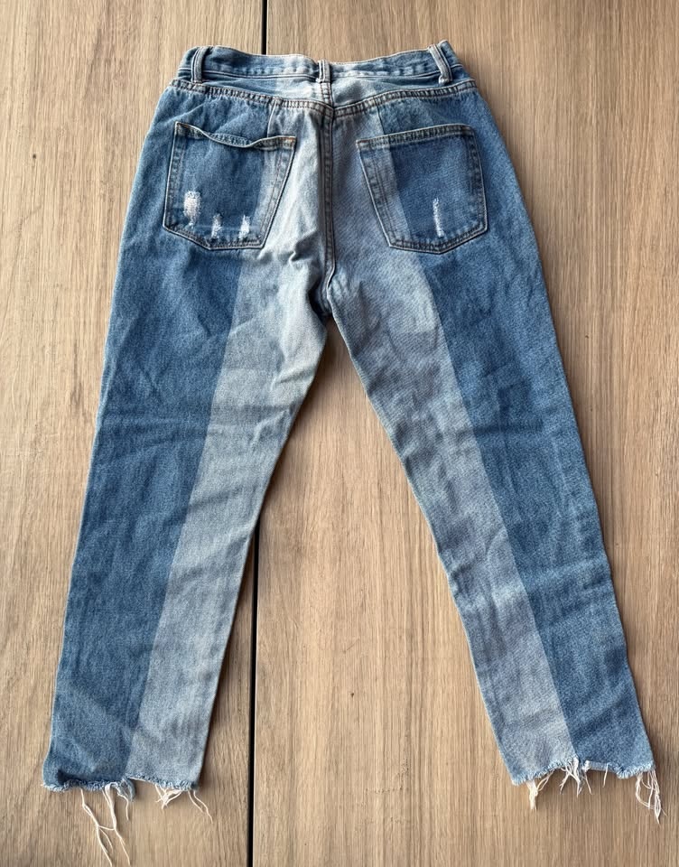 Straight Two Toned Patched Jeans - Size S - photo 3