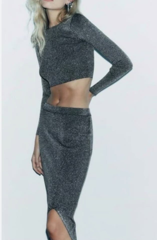 BNWT Zara Metallic Silver 2-piece Set - Size S - photo 2