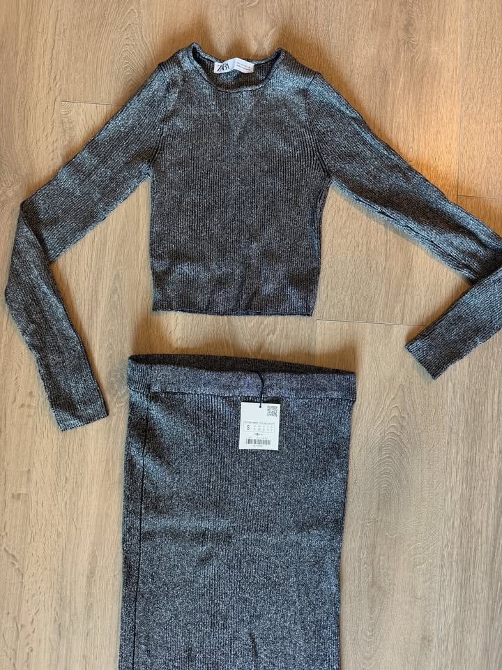 BNWT Zara Metallic Silver 2-piece Set - Size S - photo 5