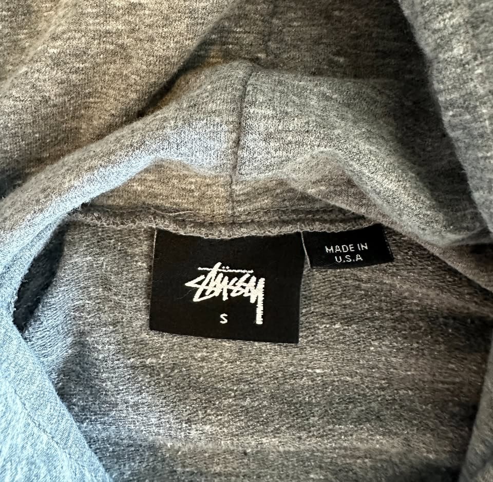 Stussy Vintage Gray Hoodie with Surf Back Graphic - Size S - photo 3