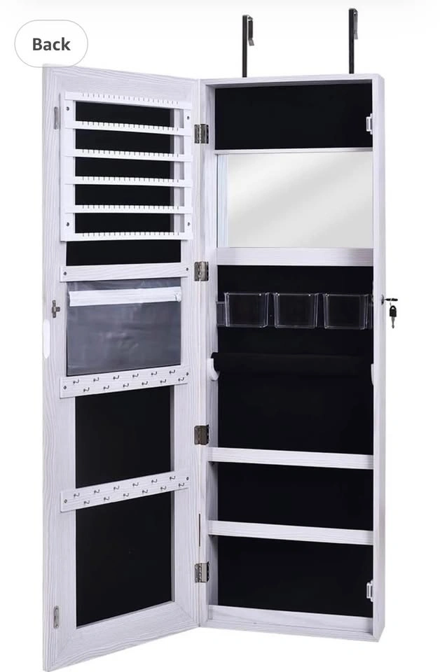 LED Lockable Floor Standing Wooden Jewelry Cabinet Mirror - photo 2