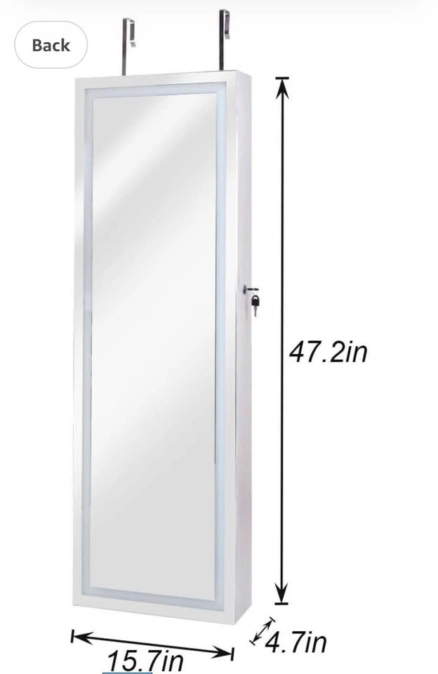 LED Lockable Floor Standing Wooden Jewelry Cabinet Mirror - photo 4