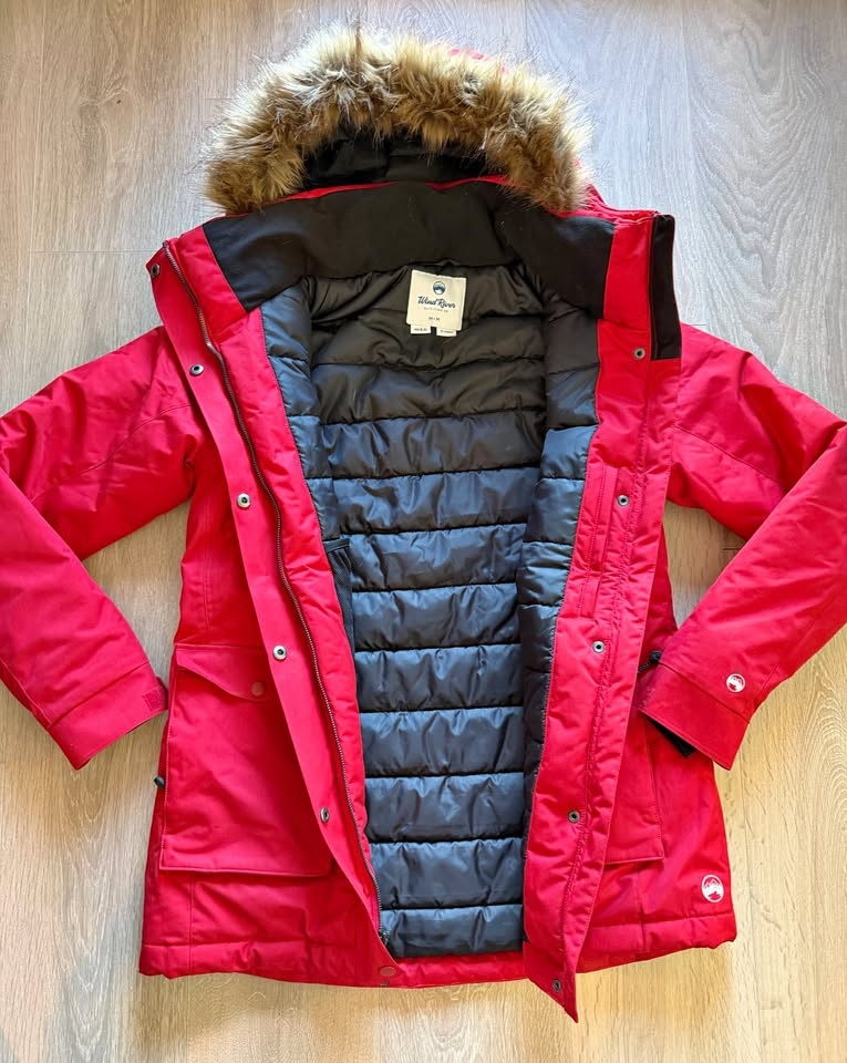 Men's Winter Long Red Parka Jacket - Size M