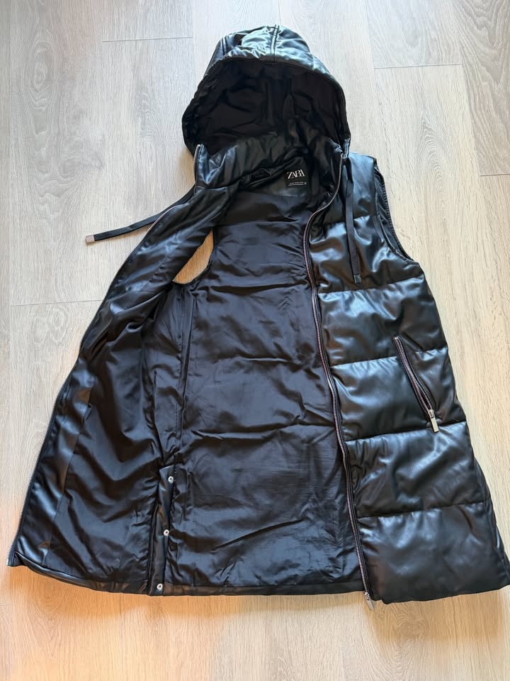 Black Long Puffer Vest - Size XS - photo 2