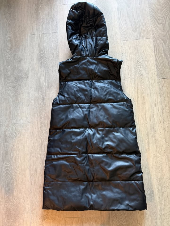 Black Long Puffer Vest - Size XS - photo 4