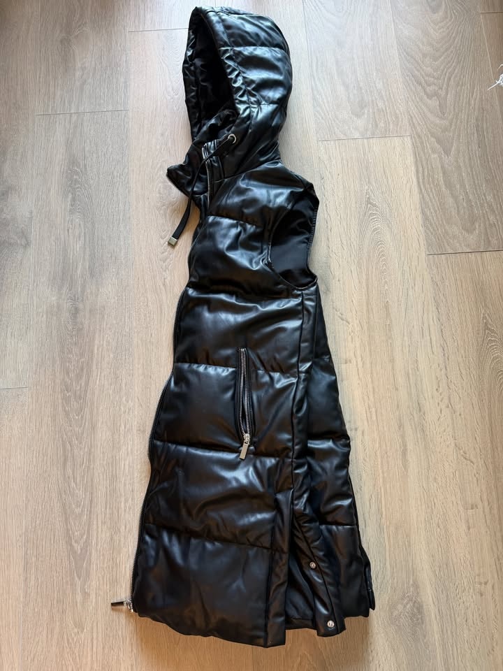 Black Long Puffer Vest - Size XS - photo 5
