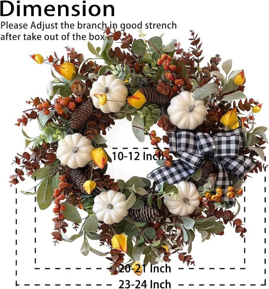 24 inch Large Farmhouse Fall Wreath Decor image indicator(3)