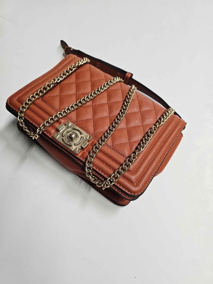 Quilted Purse with Adjustable Straps 'Orangy-Brown' - photo 2