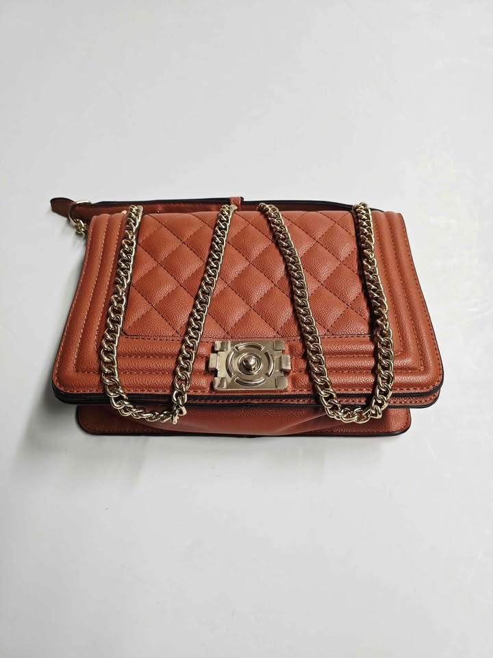 Quilted Purse with Adjustable Straps 'Orangy-Brown' - photo 3