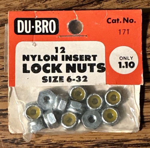 Du-Bro Cat. No. 171 | 12 Nylon Insert Lock Nuts (Size 6-32)