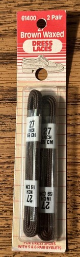 Hickory Industries No. 61400 | 27" Brown Waxed Dress Laces (2 Pa