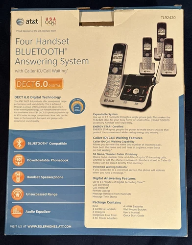 AT&T TL92420 4 Handset Bluetooth Answering System - photo 3