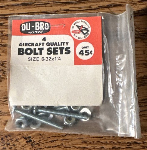 Du-Bro Cat. No. 177 | 4 Aircraft Quality Bolt Sets (6-32 x 1 1/4