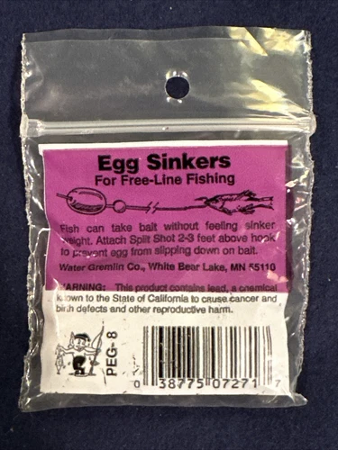 Water Gremlin PEG-8 | 1/2 Size Egg Sinkers (7) - photo 2