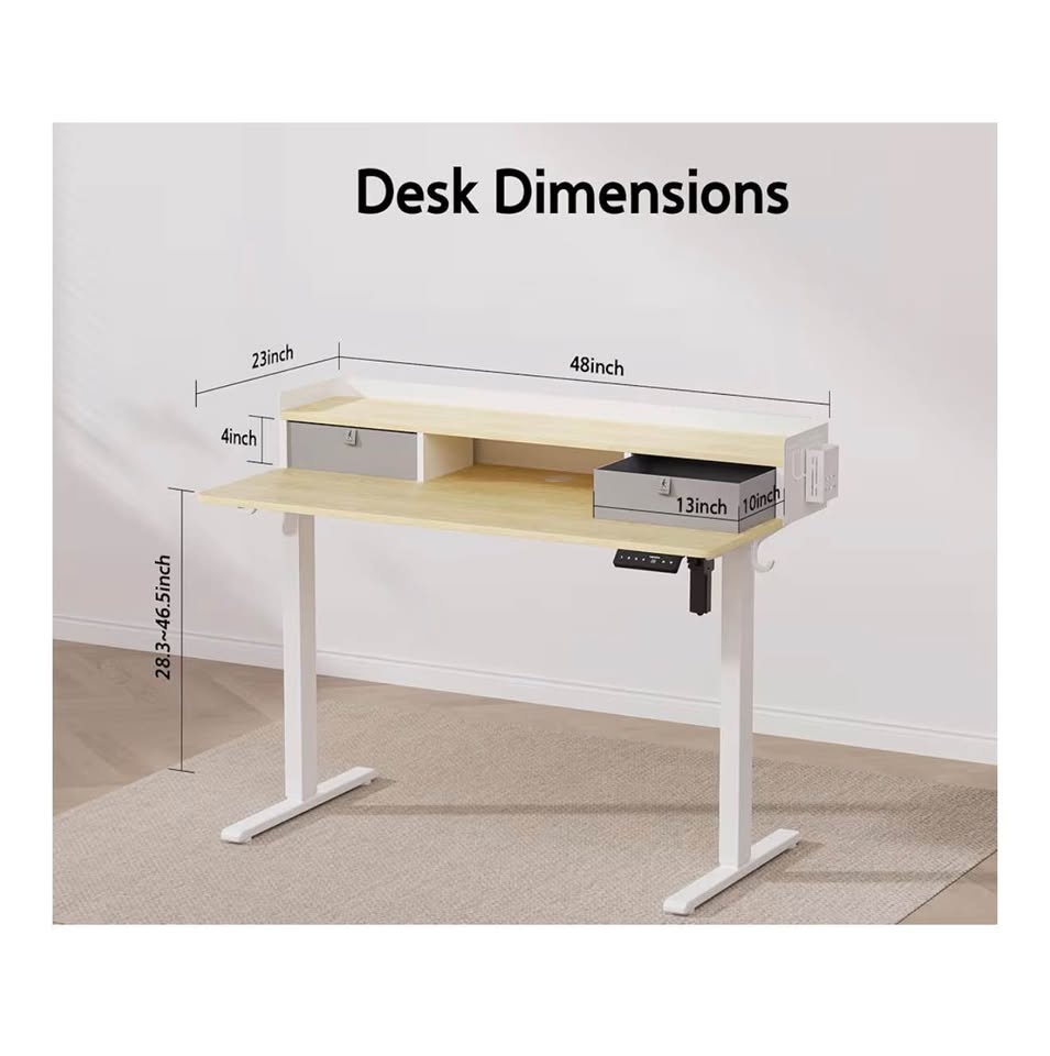 48x24 Electric Standing Desk w/ Drawers & Monitor Shelf (Oak) - photo 2