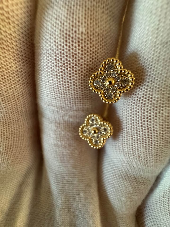 VCA 9 mm 18k Yellow Gold Diamond Stud Earrings - photo 2