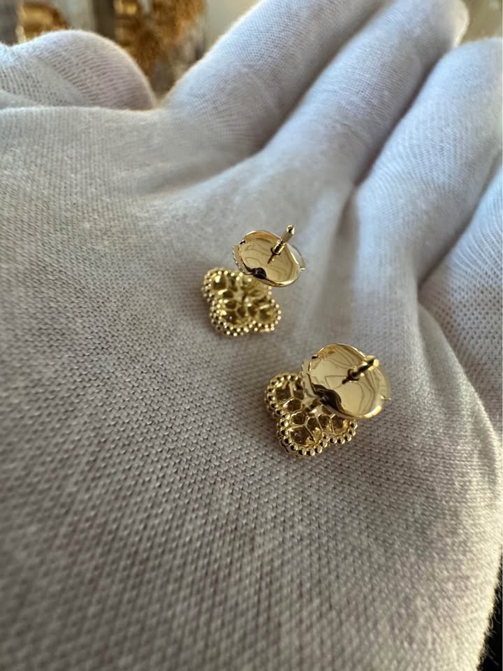 VCA 9 mm 18k Yellow Gold Diamond Stud Earrings - photo 3