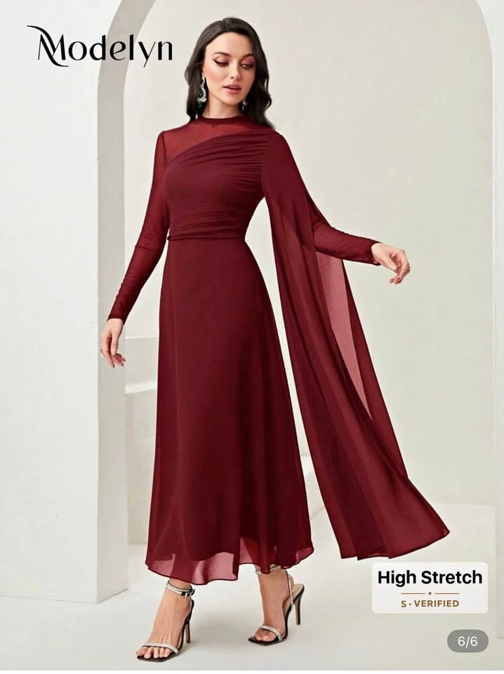 Modelyn Burgundy Ruched Evening Dress - US 4
