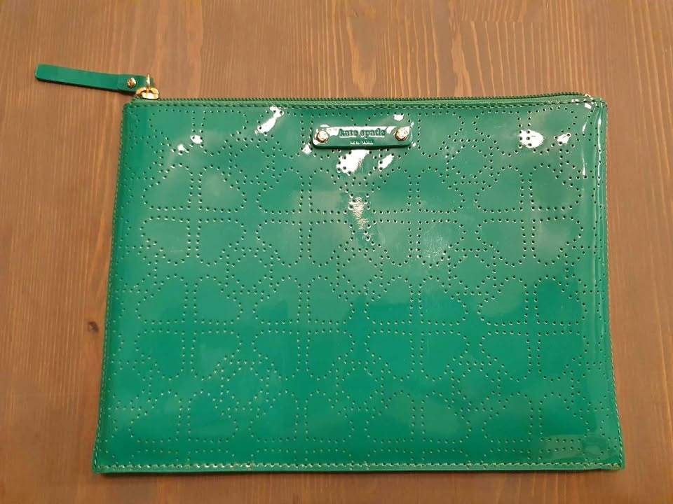 NEW Green Patent Kate Spade Zippered Pouch