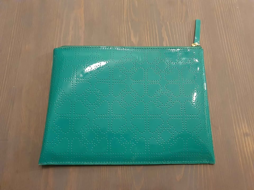 NEW Green Patent Kate Spade Zippered Pouch - photo 2