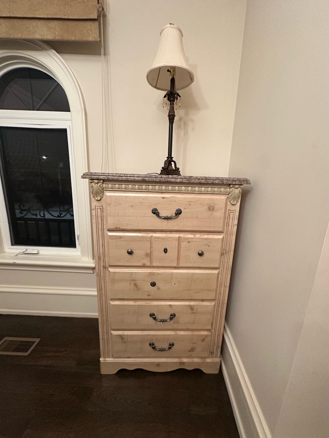 Bedroom Set - Light Wood with Marble Tops - photo 2