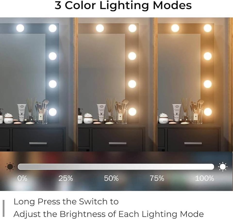 BNIB Black Vanity with Lights and Charging Ports - photo 3