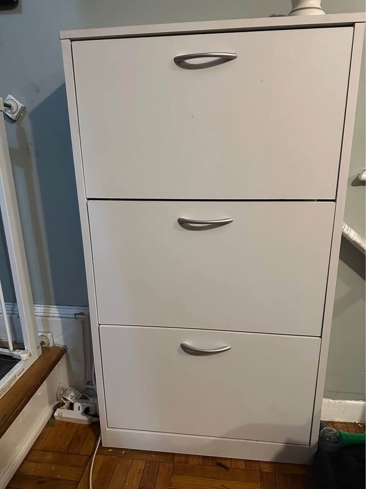 White 3-Tier Entryway Shoe Cabinet - photo 3