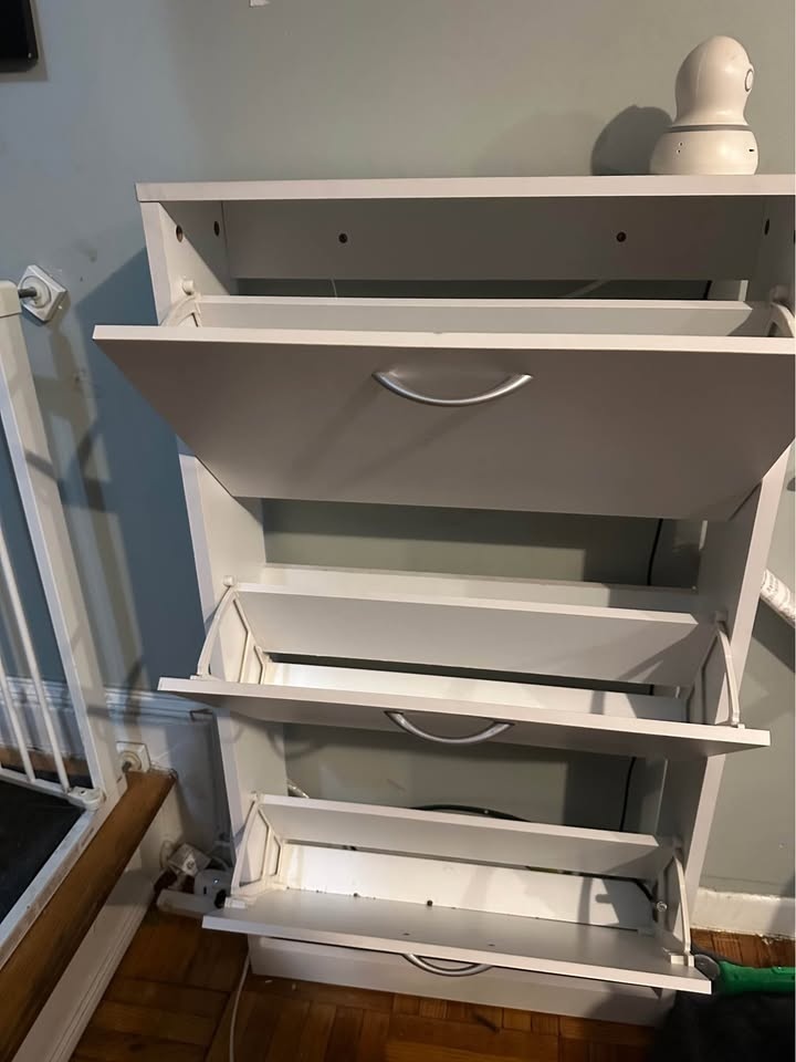 White 3-Tier Entryway Shoe Cabinet - photo 4