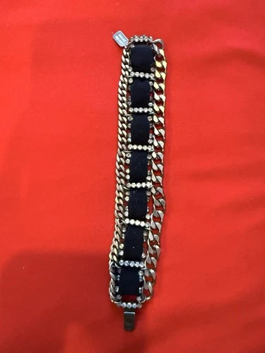 Vintage Camilla James Silver Chain Bracelet With Rhinestones