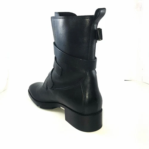 Alexander Wang Black Leather Metal Buckle Booties Boots 37 7B - photo 3